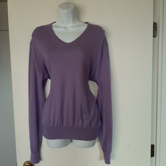 Polo Ralph Lauren Sweaters - Polo Ralph Lauren Women's Cottton Cashmere Purple V-Neck Sweater Medium